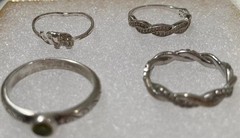 Vintage Lot of 4 Sterling Silver Rings, Assorted Sizes and Styles, Nice Designs