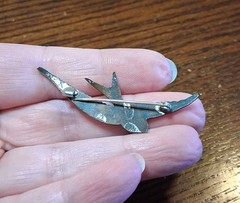 Antique Guilloche Enamel Bluebird Pin Brooch Slight Damage See Pics/Description