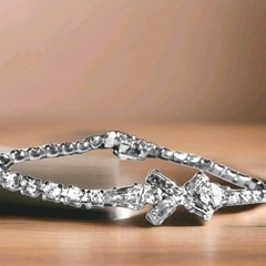 Vtg B. David Bracelet Rhinestone & Baguette Safety Chain Box Clasp 6.5-7.5 0206
