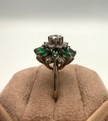 14 Karat White Gold 1.20ctw Emerald & 1.35ctw Diamond Ring