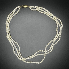 Vtg Genuine Fresh Water Rice Pearls Multi-strand Necklace Silver Stamped Clasp