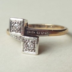 Art Deco Twin Lab Created Diamond Wedding Ring 925 Sterling Silver Size US7