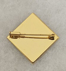 Vtg Black Gold Geometric Floral Mosiac Tile Pin Brooch Tube Closure 1″ EUC