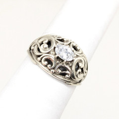 Vintage Elegant RING Silver 925 with Big Bright Stone -size: 9US (18.8mm) | #113