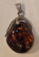 Brown Natural Amber Pendant from Latvia, Vintage