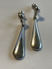 Vintage 925 Sterling Silver Earrings Elegant Teardrop Dangle Drop 1.25″ D384