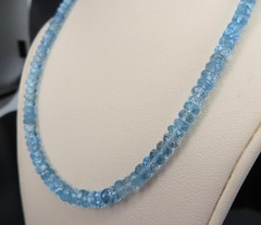 Estate 40ct 4.7mm Natural Aquamarine Bead 17″ Sterling Silver Necklace, 12.9g