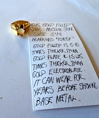VTG 10K GOLD FILLED RING MISSING STONE SIZE 5 1/4