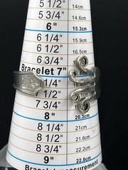 VTG. Hand Crafted Silver Plate Folk Art Hammered Fork Cuff Bracelet 7.25”