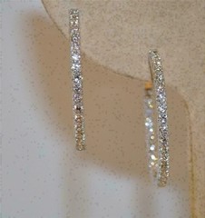 Round Cut Lab Created Diamond Engagement 14K White Gold Finish Hoop Earring