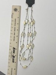 Vintage Liz Claiborne Signed LC Multi Strand Beaded Necklace Silver Tone Y2K
