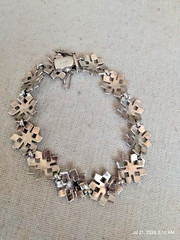 Vintage Marcasite Sterling Silver Snowflake flower deign Bracelet 925z