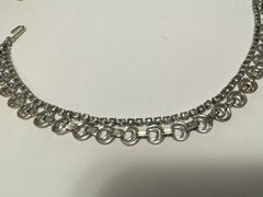 Vintage Rhinestone Choker 12-15.5 Inches Art Deco Style Silver Tone Adjustable