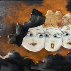 Hand Painted Ceramic Brooch Sanderson Sisters Hocus Pocus Witchy Halloween OOAK