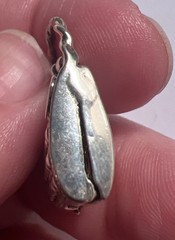 VTG Mini Purse Pendant Silver-Tone HandBag Charm Black Enamel HEART FILIGREE