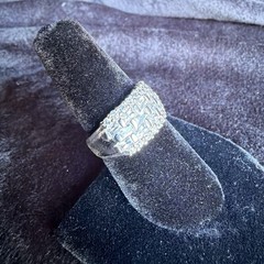Y2K Sterling Silver 925 CZ Baguette Cluster Band Ring Sz 9 Coquette Glam