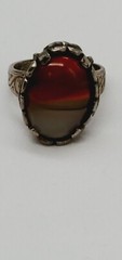 vintage Agate adjustable Silver tone ring size 5.5