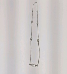 Avon Silver Tone Cable Link Necklace. Stationed Clear Faceted Acrylic Beads 29″
