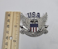 2x – USA Flag & Eagle Brooches American Patriotic Pin, 1 Gold & 1 Silver Toned