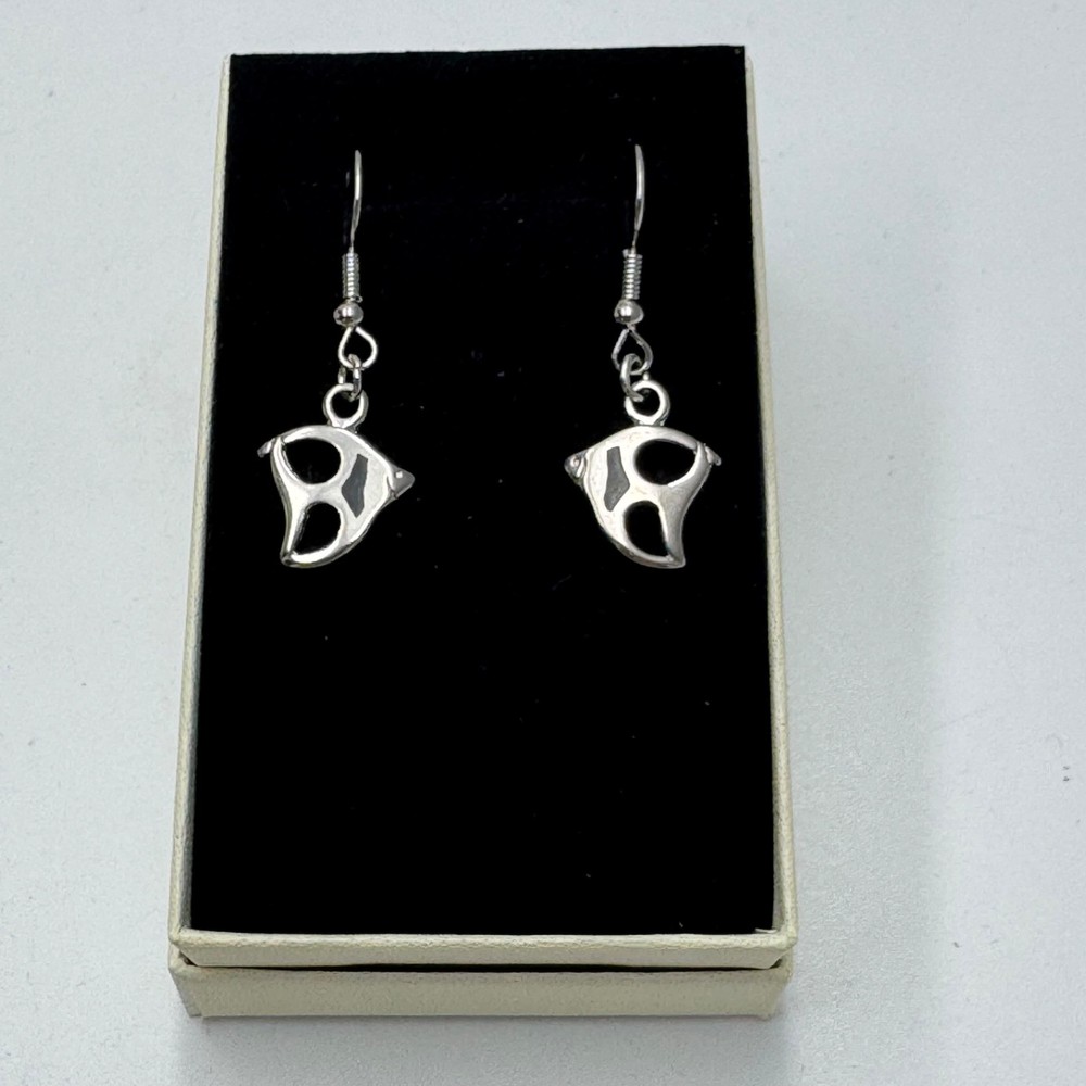 Abstract Southwest Dangle Pierced Earrings Sterling Tone Southwestern Style
