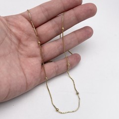 Vintage Station Necklace Faux Jade Beads Filigree Links Gold Tone Chain 32”