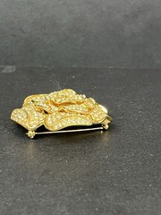 Nolan Miller Stanwyck Gardenia Crystal Flower Brooch – Signed – Box & COA 2.25”