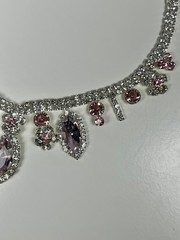 EISENBERG ICE Vintage Silver Tone Pink Rhinestone Crystal Choker Necklace