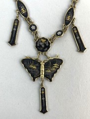 Vtg 50s AMITA 24K Sterling Silver inlay Butterfly Damascene Japan Necklace 20″