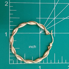 VTG 925 FAS Hoop Earrings 1.25in Sterling Silver 5g Gold Vermeil Twisted Round