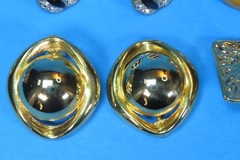 Gold Tone Clip on Earrings Lot of (4) Rhinestones