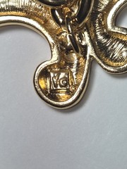 Vintage Les Bernard Hammered Gold Tone Heart Clip Earring and Necklace Set