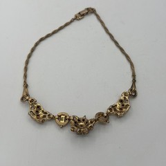 Vintage Barclay Signed Rhinestone Floral Bib Necklace Multicolor Statement