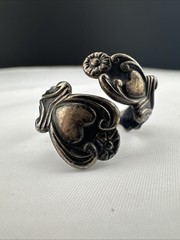 Vintage Avon Sterling 20.11mm Adjustable Treasured Hearts Wrap Sz 8 Ring 4.7g