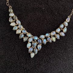 Vintage Sterling Necklace Rainbow Labrodite 16.5 inch / 92.5% Silver
