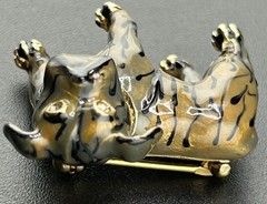 Vintage Erwin Pearl Bulldog Enamel Brooch
