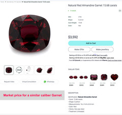 RARE Antique VICTORIAN Natural Large 10 Cts. RED ALMANDINE GARNET Sterling Ring