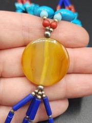 Vintage Southwestern Style Faux-Gemstone Tassel Necklace