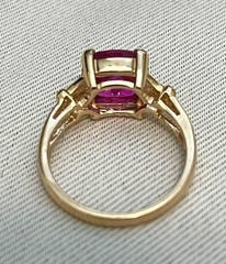 Vtg Ross Simons Gold Vermeil Sterling 925 Cushion Cut Pink Glass Stone Size 9