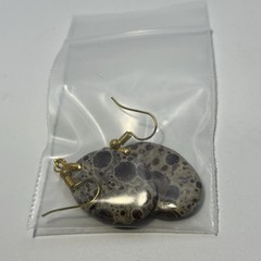 Lg Oval Asteroid Jasper Gold French Wire Earrings Natural Gemstone Earthy Casual