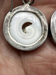 Vtg Sterling Silver 950 Shiva Eye Swirl Shell Drop Dangle Earrings 1.5″