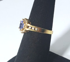 Vintage 10K Yellow Gold Tanzanite & .9 CT Diamond Ring Lot Sz ~7