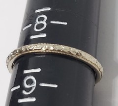 18k White Gold Art Deco wedding Band Ring forget me not flower eternity antique