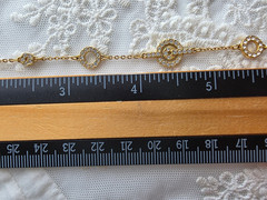 Vintage Bracelet Swan Signed Swarovski Crystals Geometric Chain Gold Tone 7.5″ L