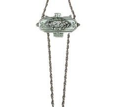 Original RARE GOLDETTE ART NOUVEAU GODDESS Lariat Pendant Silver Tone Necklace