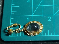 Vintage Art Deco Style Clear Quartz Cabochon Earrings GF 1/20 12K JJJ Signed