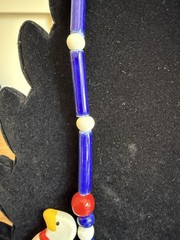 Vintage Ruby Z Bean Finneran Ceramic Duck Necklace Parrot Pearls Flying Colors