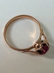 Vintage USSR 14K 583 Gold Ruby Ring Soviet Russian Jewelry Size 5.5 EU16