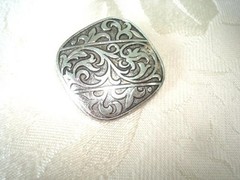 Vintage Silver Tone Scarf Ring Clip With Acanthus Leaf Design West Germany KJ