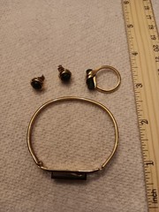 Avon 3 Faux Jade Ring, Earring And Braclet Vintage