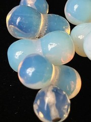 Vintage Opaline Glass Beaded Earrings Pierced Post Iridescent Cluster Dangle